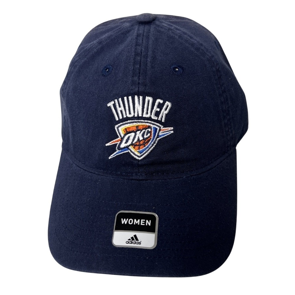 Adidas Oklahoma City Thunder Women Navy Blue NBA Adjustable Strapback Hat Cap